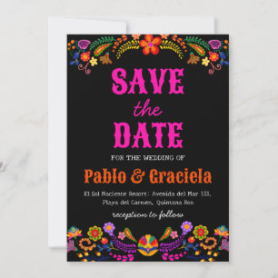 Invitación flores negras mexicanas salvan la fecha