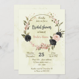 Invitación flores negras rosa rosa lluvia botánica ducha de n