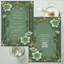Invitación Flores Opulencia Verde Salvia Boda de Alphonse Muc