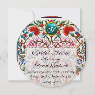 INVITACIÓN FLORES ORIENTALES DAMASK BLUE GEM MONOGRAM