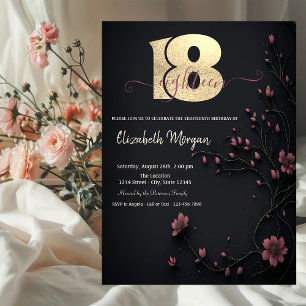 Invitación Flores Oscuras Cumpleaños Gótico 18