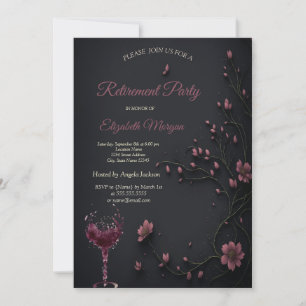 Invitación Flores oscuras Pieza de Jubilación de Vidrio Gótic