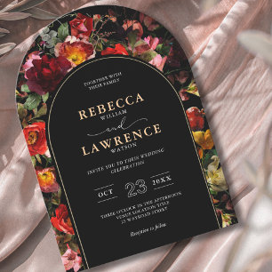 Invitación Flores oscuras y elegantes en un estado de ánimo s