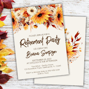 Invitación Flores Otoñales Marfil Jubilación
