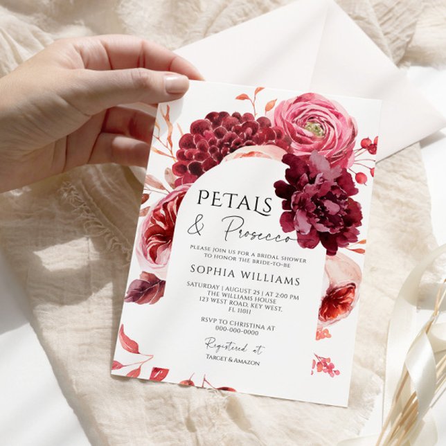 Invitación Flores otoñales Petales y ducha de novia Prosecco (Subido por el creador)