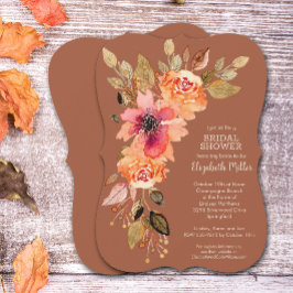 Invitación Flores otoñales Terracotta Bridal Shower