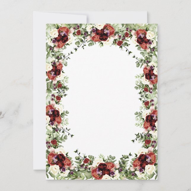 Invitación Flores otoñales Terracotta Cream Borgoña floral (Anverso)