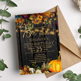 Invitación Flores oxidadas de otoño chic rústico 75 años fabu
