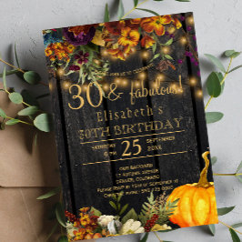 Invitación Flores oxidadas de otoño rústico chic 30 años fabu