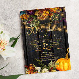 Invitación Flores oxidadas de otoño rústico chic 50 años fabu