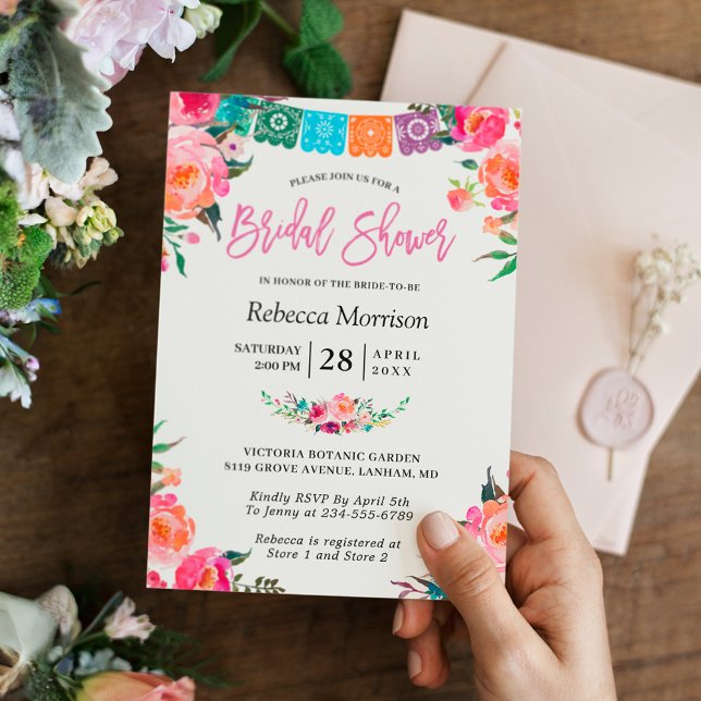 Invitación Flores Papel Picado Ducha Nupcial De Estilo Mexica (Subido por el creador)