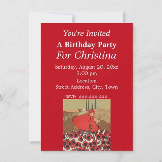 Invitación Flores para la recolección de capuchas rojas de cu (Anverso)