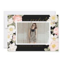 Flores Pasadas en Pastel Negra Foto Graduación