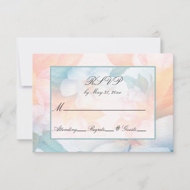 Invitación Flores Pastel de color de agua RSVP (Anverso)