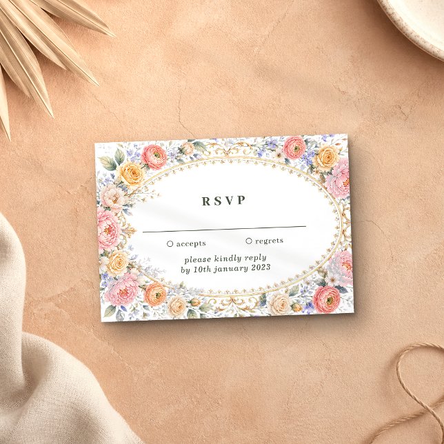 Invitación Flores pastel sonrosadas responder amablemente bod (Subido por el creador)