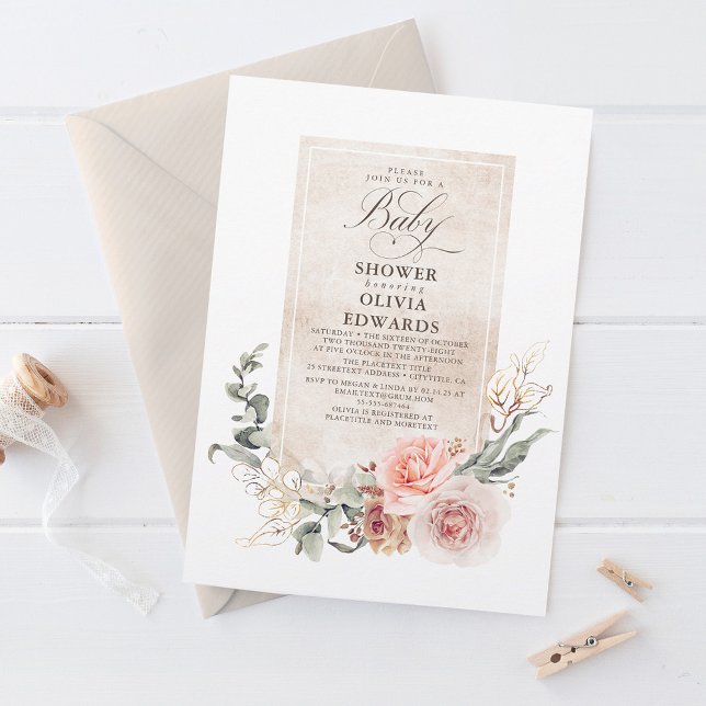 Invitación Flores Pastel Suave Boho Elegante Baby Shower (Subido por el creador)
