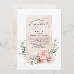 Invitación Flores Pastel Suaves Boho Elegant Engagement Party