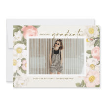 Flores Pastel Vintage Beige Foto Graduación