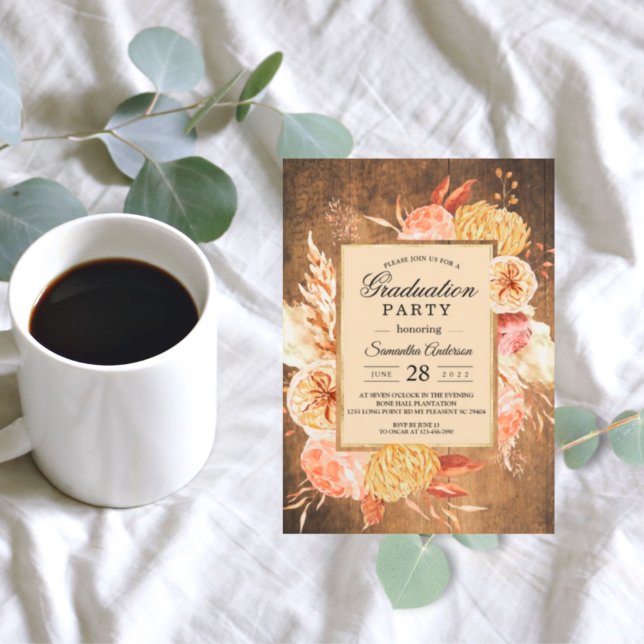 Invitación Flores pasteles de madera y acuarela de época (Subido por el creador)