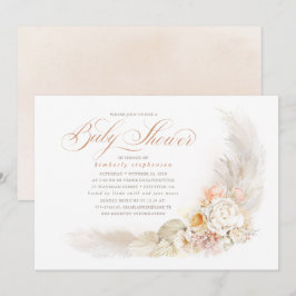 Invitación Flores pasteles suaves y Baby Shower de gramaje de