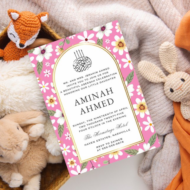 Invitación Flores Patrón de Aqiqa islámica rosa Aqeeqa Bebé (Subido por el creador)