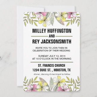 Invitación flores pintadas a mano