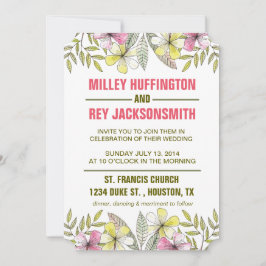 Invitación flores pintadas a mano