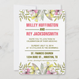 Invitación flores pintadas a mano