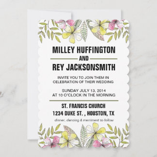 Invitación flores pintadas a mano