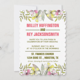 Invitación flores pintadas a mano