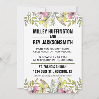 Invitación flores pintadas a mano
