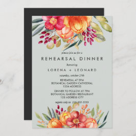 Invitación Flores pintadas Boda REHEARSAL moderno