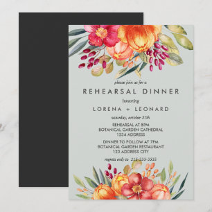 Invitación Flores pintadas Boda REHEARSAL moderno