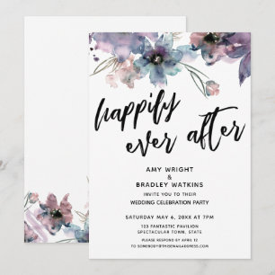 Invitación Flores Pintadas con Arte Feliz Recepción Después d