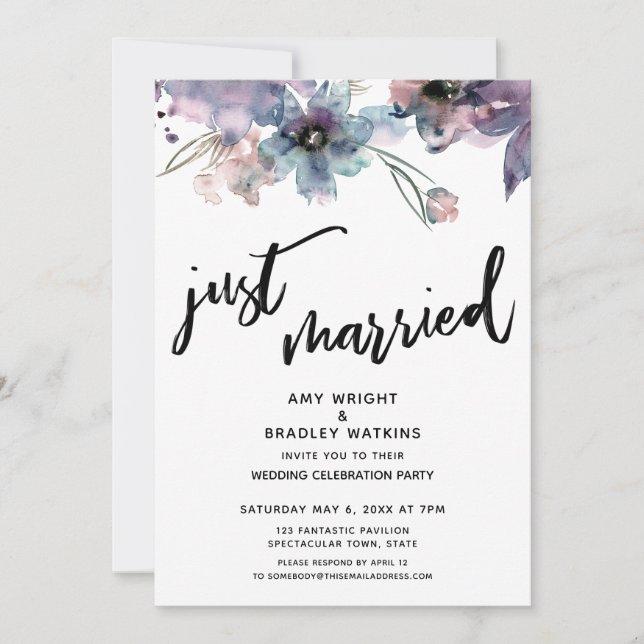 Invitación Flores pintadas de artesanía sólo se casan con la  (Anverso)