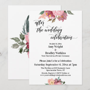 Invitación Flores Pintadas de Rosa Después de la Celebración 