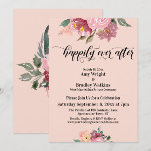 Invitación Flores Pintadas de Rosa Felices por Siempre, Rubor