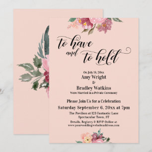 Invitación Flores Pintadas de Rosa Para Tener y Para Retener 