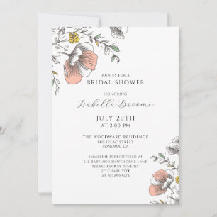 Invitación Flores Pintadas Desayuno de Novia