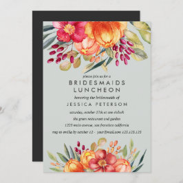Invitación Flores pintadas Novias de honor Boda de Luncheon