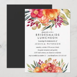 Invitación Flores pintadas Novias de honor Boda de Luncheon