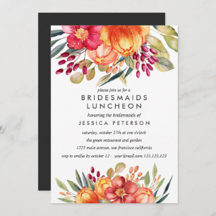 Invitación Flores pintadas Novias de honor Boda de Luncheon