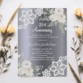 Invitación Flores plateadas 25 años boda de lujo