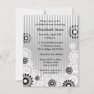 Invitación Flores plateadas invitadas a la ducha nupcial