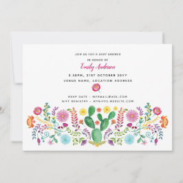 Invitación Flores populares Baby Shower invita a Watercolor C