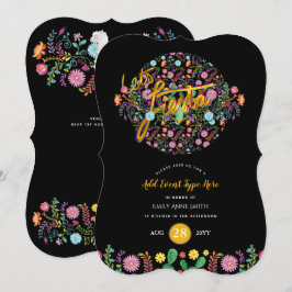 Invitación Flores populares mexicanas llaman a Gold CUALQUIER