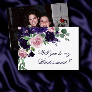 Invitación Flores Pregunta con fotos florales rosas y morad