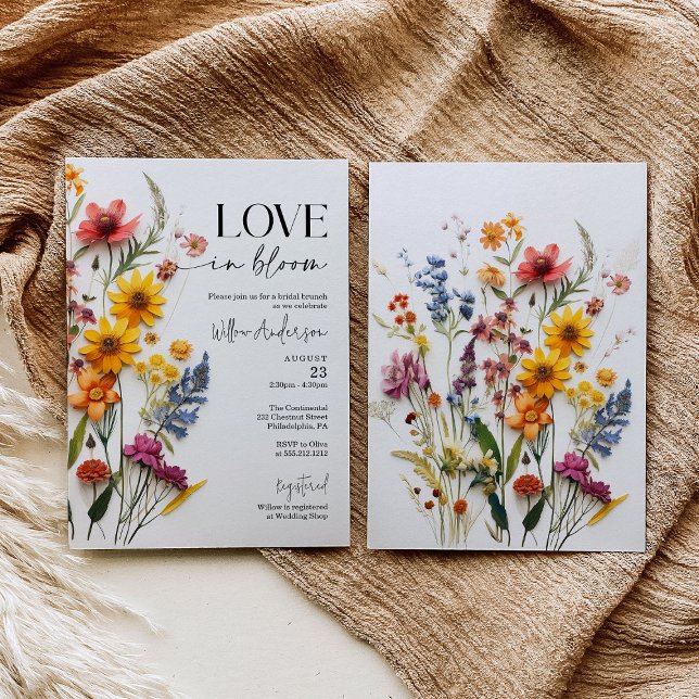 Invitación Flores presionadas Flores silvestres Boho Bridal S (Subido por el creador)