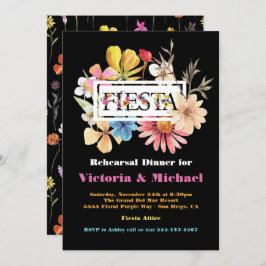 Invitación Flores Presionadas para la cena mexicana de Fiesta