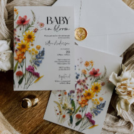Invitación Flores presionadas Wildflower Boho Baby Shower